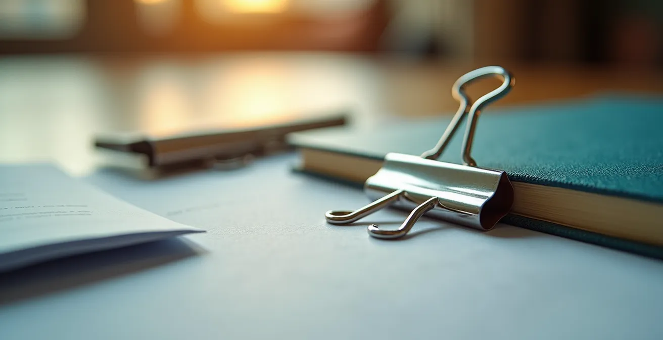 Extreme close-up of audit preparation materials and documents