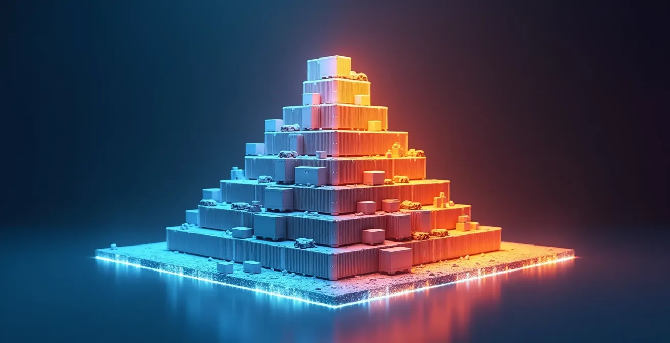 Pyramid structure showing freight sourcing strategy tiers