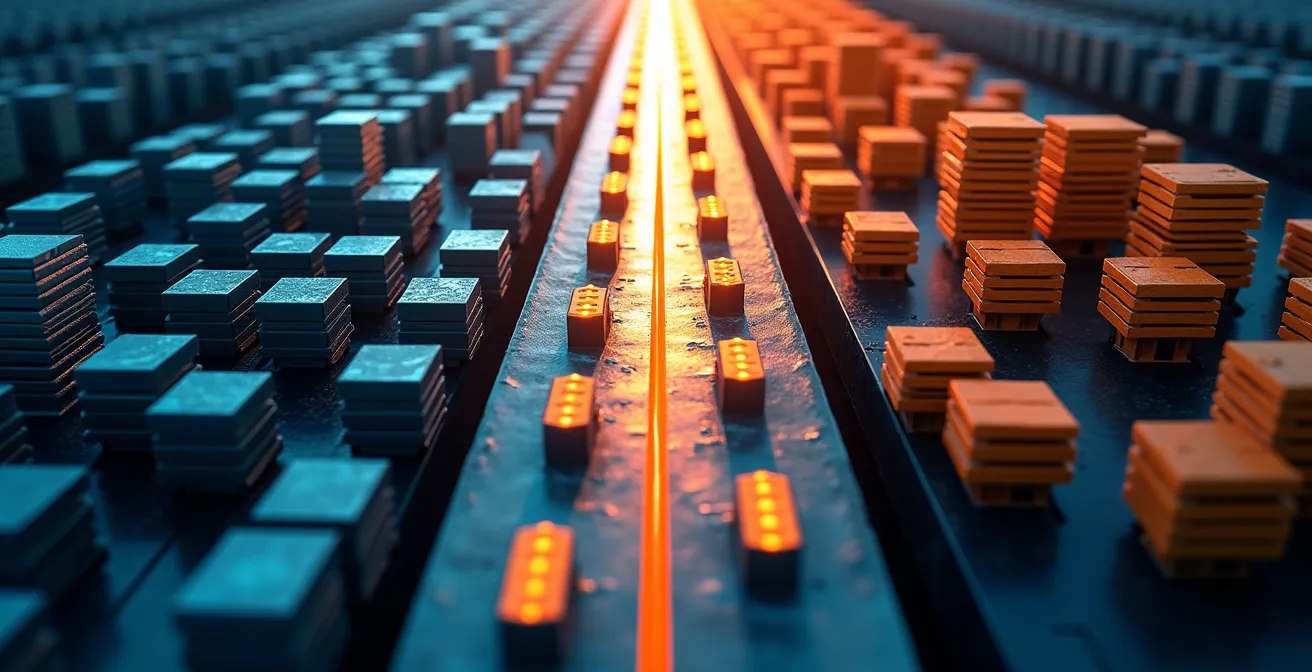 Visual representation of push-pull boundary in manufacturing flow