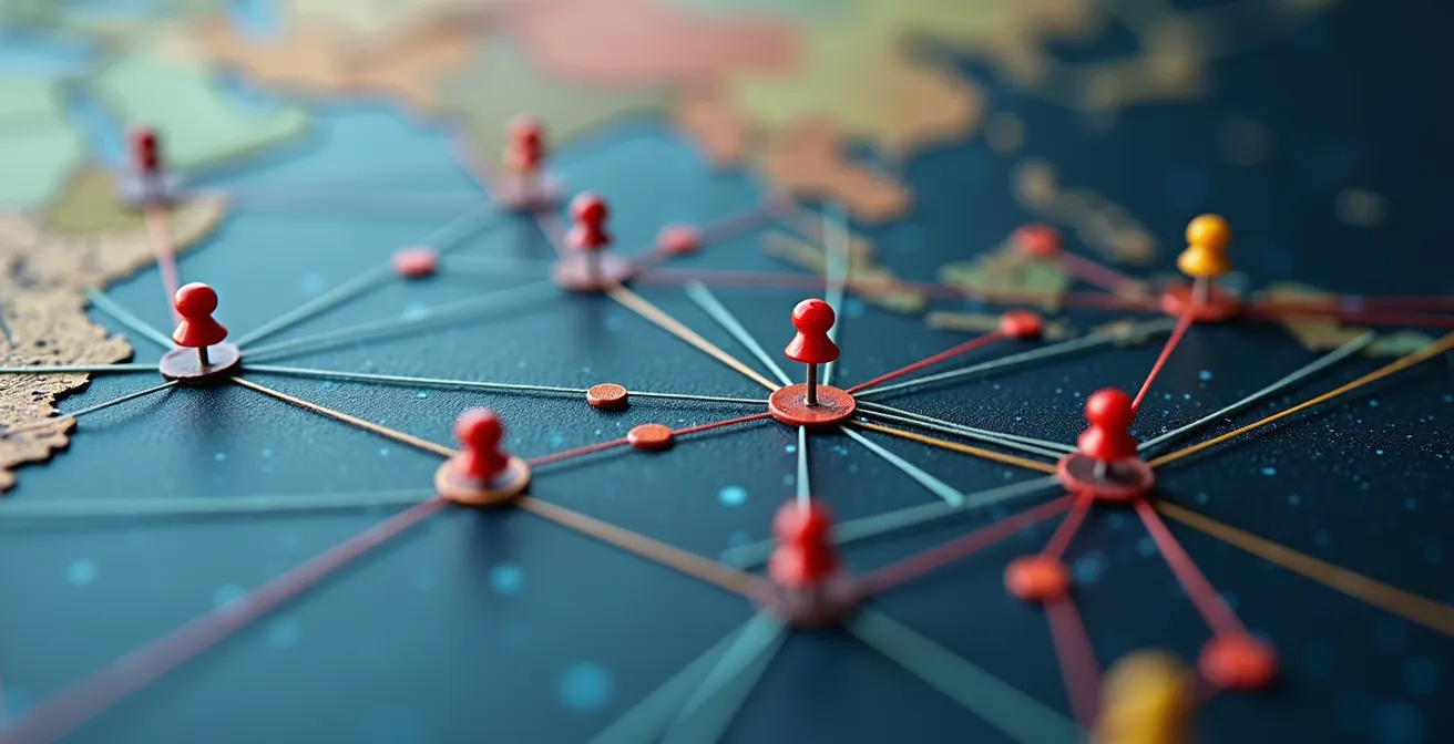 Macro shot of vessel tracking data visualization on maritime monitoring system